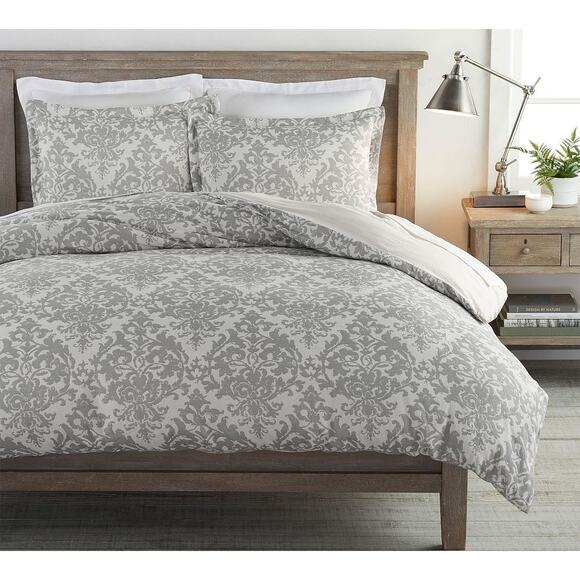 Pottery Barn Jacquard Medallion Full/Queen Duvet Cover Gray NWT
